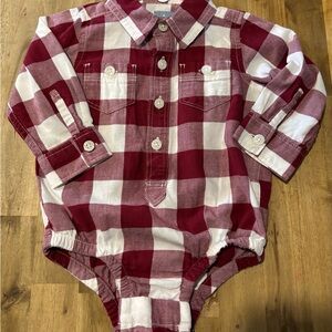 GAP Red and White Plaid Button Down Shirt for Kids